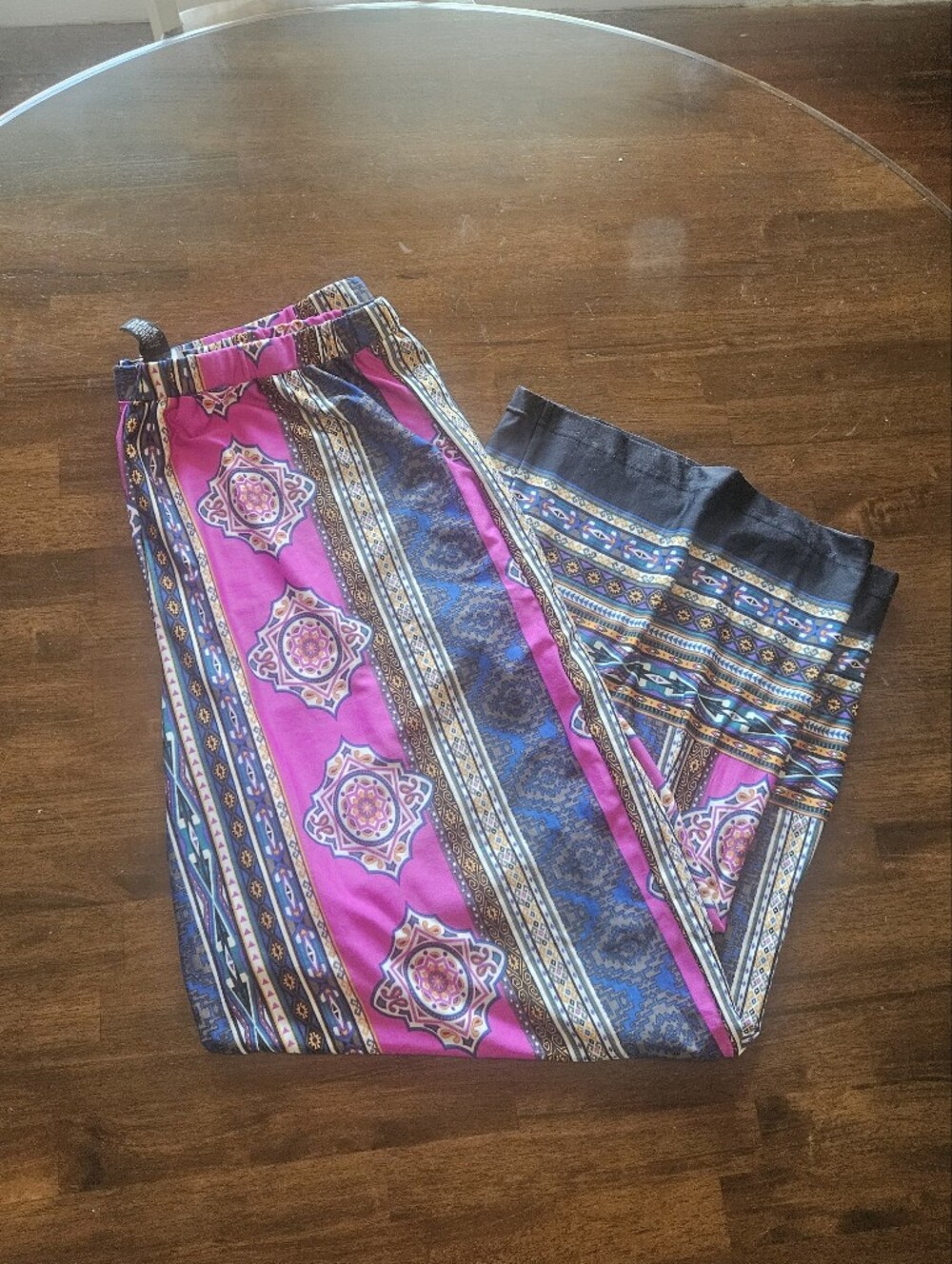 Sharagano Women's Pink And Blue Geometric Patterned Pants Size XL